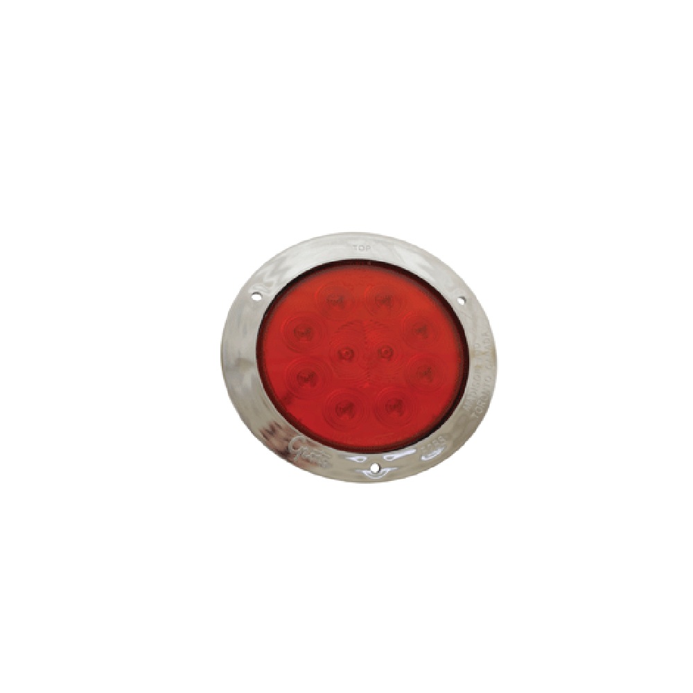 Lámpara stt roja de 4" de acero inoxidable con brida antirobo, diodo sprnova 10 para Remolques, Marca Great Dane, compatible con Cajas