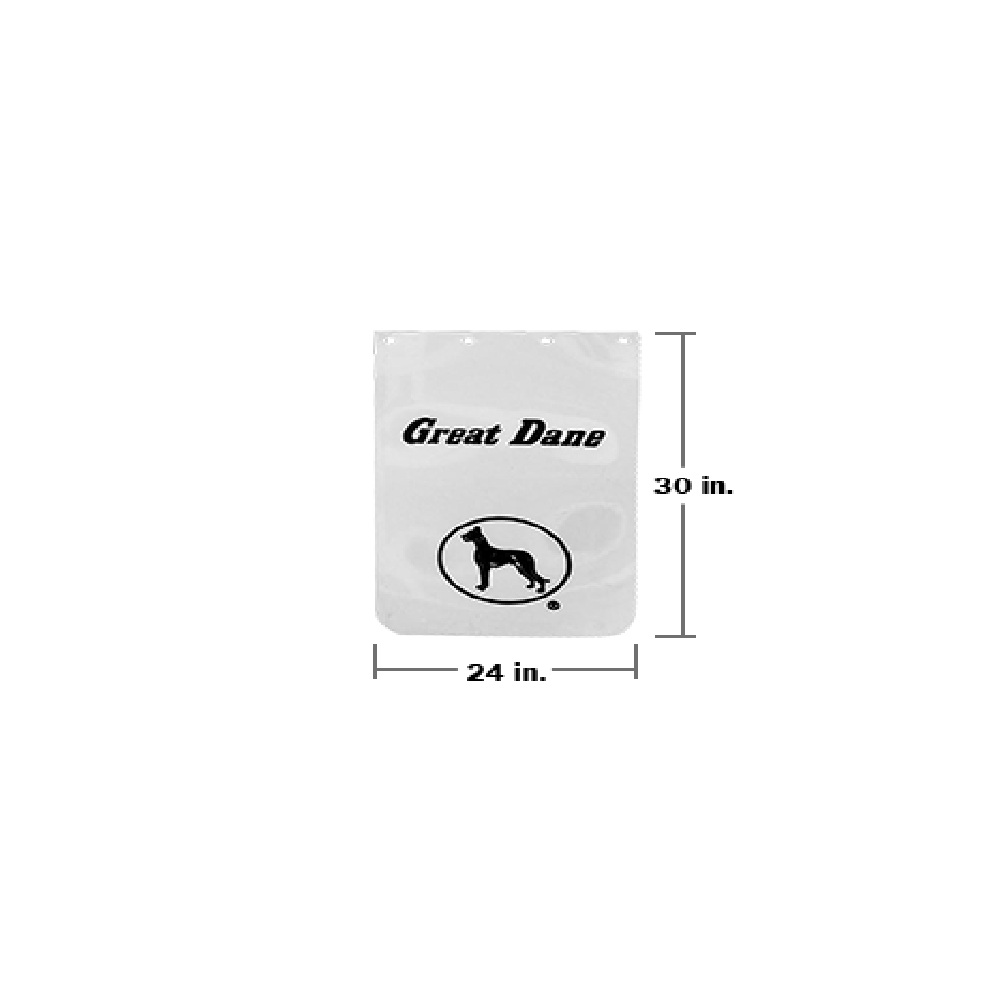 Guardabarros guardabarros, 24" x 30" baja flexibilidad blanca con logotipo negro para Remolques, Marca Great Dane, compatible con Cajas